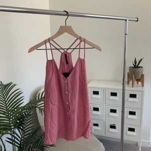 NWT B Jewel Pink Strappy Back Tank Top Button Down Blouse Medium